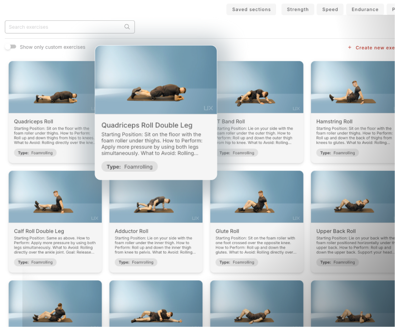 Database Library with Over 2000 Pre-recorded Exercises